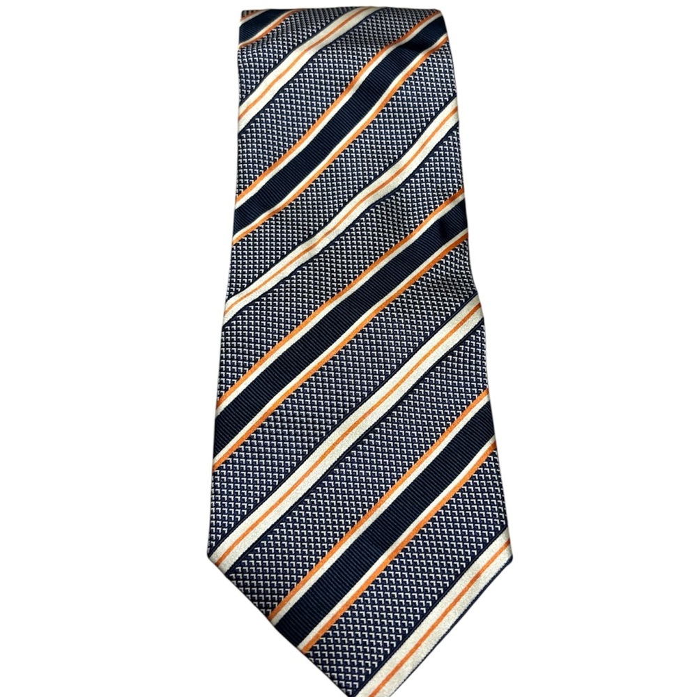 Elegant Ermenegildo Zegna Striped Men's Tie in Navy and Orange
